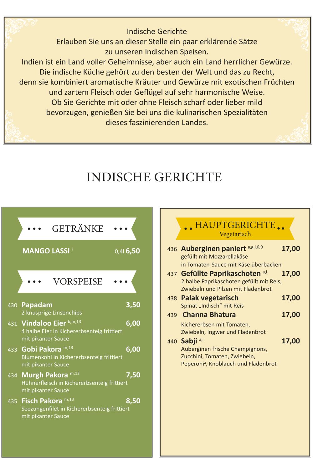Speisekarte Seite 1