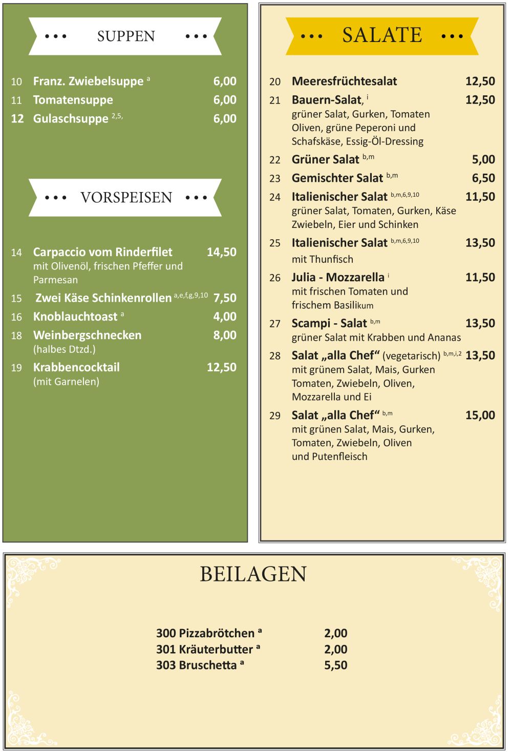 Speisekarte Seite 3